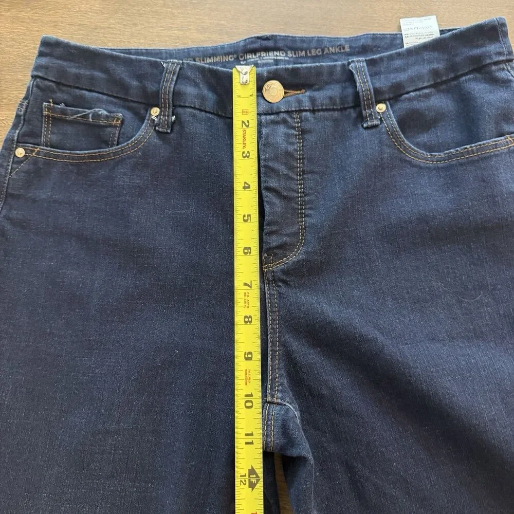 Chico's So Slimming Girlfriend Ankle Jeans Blue Denim Stretch Size 8
